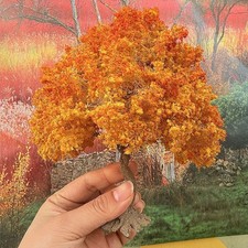 Miniature Autumn Ginkgo Tree Model 15cm High with Base Realistic Fall Leaves