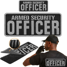 Armed Security Officer Patch 2PCS Hook Loop 4X10 & 2X5 Embroidered for Vest