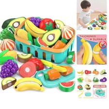 Cutting Play Food Toys For Kids, Pretend Play Kitchen Accessories, Fake Fruit...