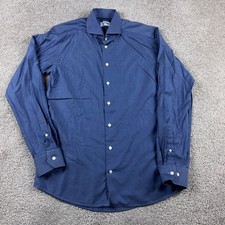 Eton Shirt Mens 16.5 Blue Button Up Office Career Cutaway Commuter Business