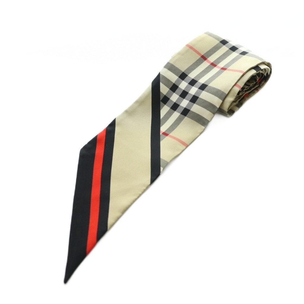 Burberry Skinny Scarf Check Beige Black 8037017 /Ss Os Women'S Authentic