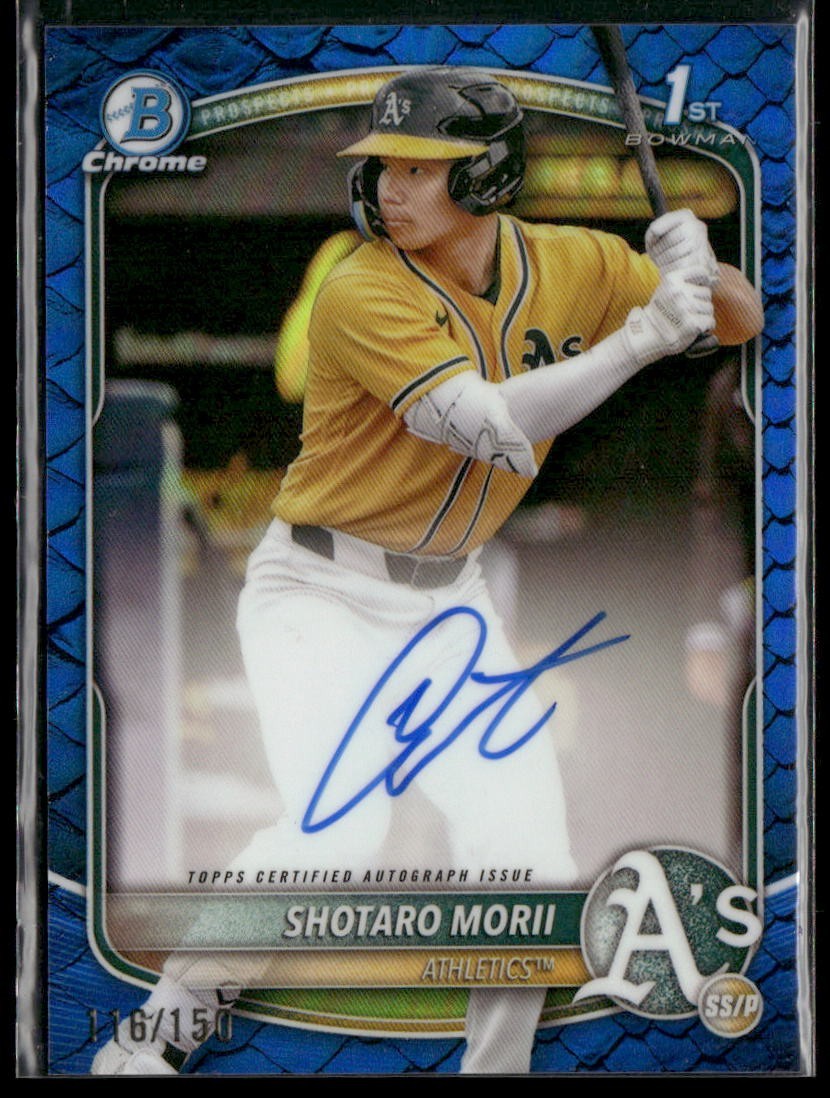 2025 Bowman Chrome Prospect Auto Shotaro Morii Blue Reptilian Refractor /150 1st