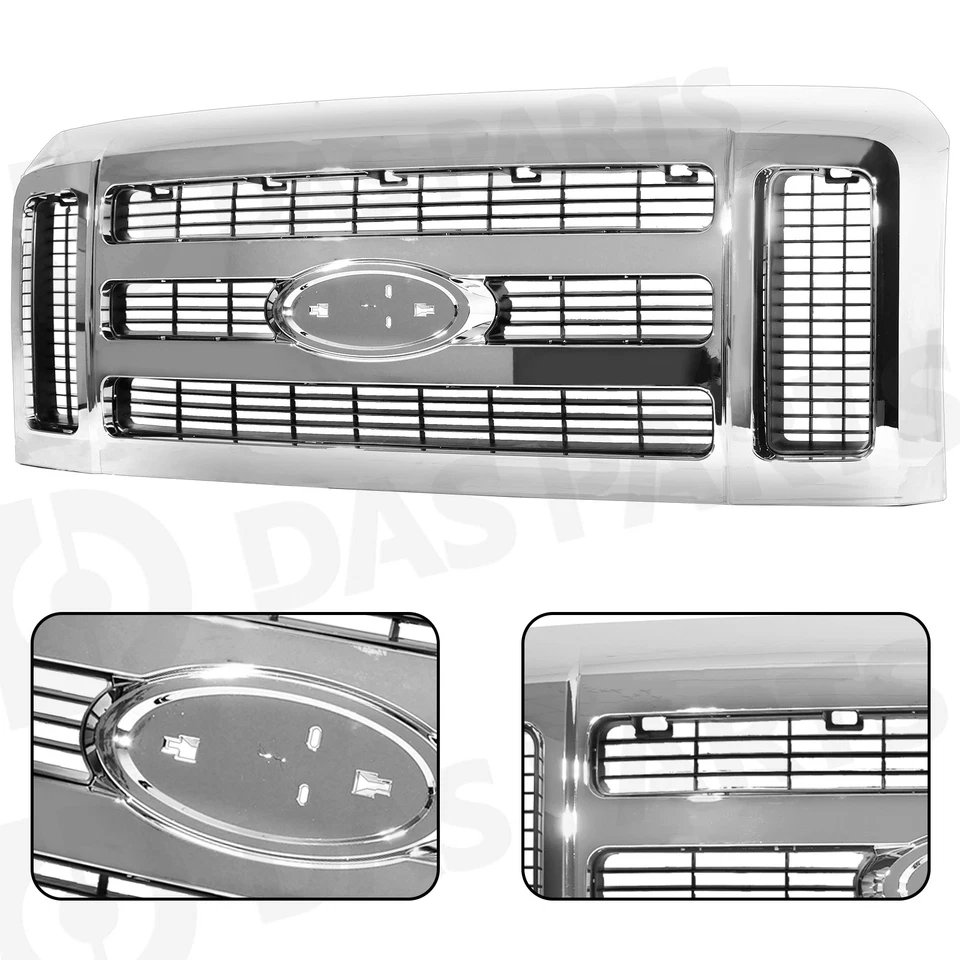 For Ford F-250 F-350 F-450 F-550 Super Duty 2008-2010 Chrome Bumper Grille Grill Foto 2 de 4