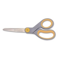Westcott 13529 8" Long Titanium Bonded Scissors - Straight Gray/Ylw Handle New