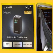 Anker Prime Power Bank 20000mAh 200W USB-C 3-Ports Charger Smart Display 20k