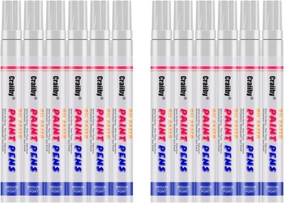 White Paint Markers, 12 Pack Oil-Based Waterproof Quick Dry Permanent Paint Pen