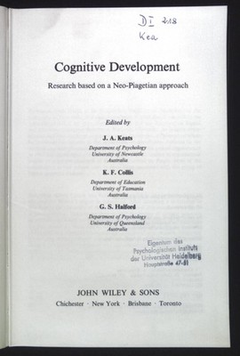 Cognitive Development. Research based on a Neo-Piagetian approach. Keats, J.A.,