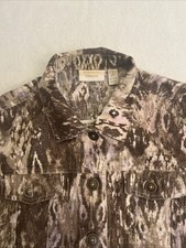 Chico's Sz Large Chicos 2 10/12 Earth Tone Pattern Blazer Button Up Jacket