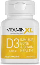 OmegaXL VitaminXL D3 High Potency Daily Vitamin D 5000 IU 125mcg Immune Support
