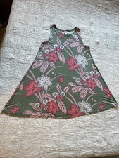 Loft Outlet Sleeveless Dress In Olive, Coral & Ivory Floral Print Size L Petite