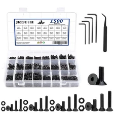 1500pcs Screws Assortment , M2 M3 M4 M5 10.9 Grade Alloy Steel Hex Flat Head ...