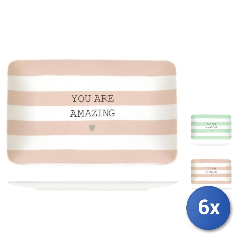 6X You&Me New Bone China Trays 26X16Cm H&H