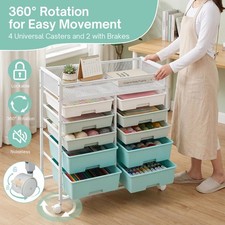 10 Drawer Rolling Storage Cart Scrapbook Paper Office School Organizer