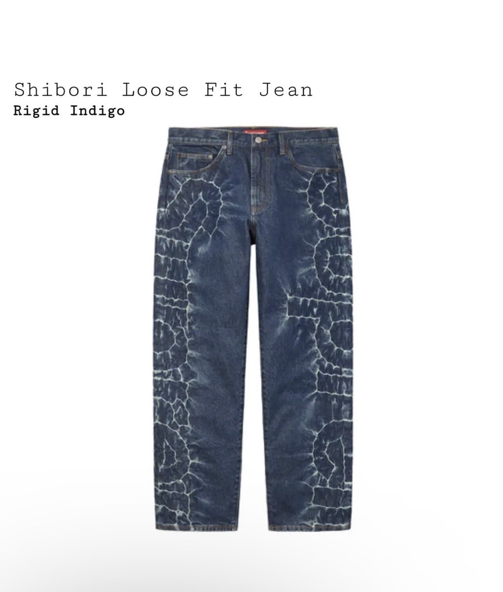 Supreme Shibori Jean Rigid Indigo Size 32 Denim NEW SS23 Loose Fit 