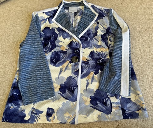 Misook Womens Blazer Floral One Button Lightweight Work Jacket Large NICE - Picture 11 of 18