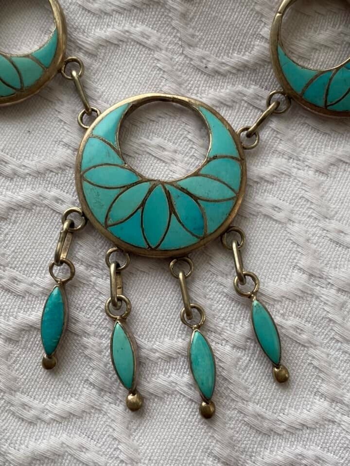 アクセサリー Vintage Frank Vacit Turquoise Inlay Ring Vintage Zuni Frank Vacit Signed Sterling Silver Turquoise