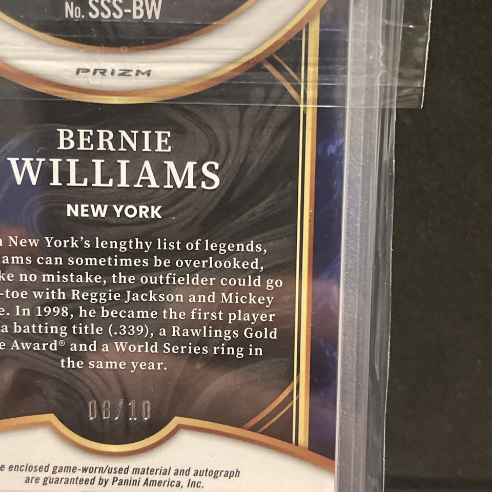 Bernie Williams 2023 Select Bat Auto GOLD /10  - Image 3 of 3