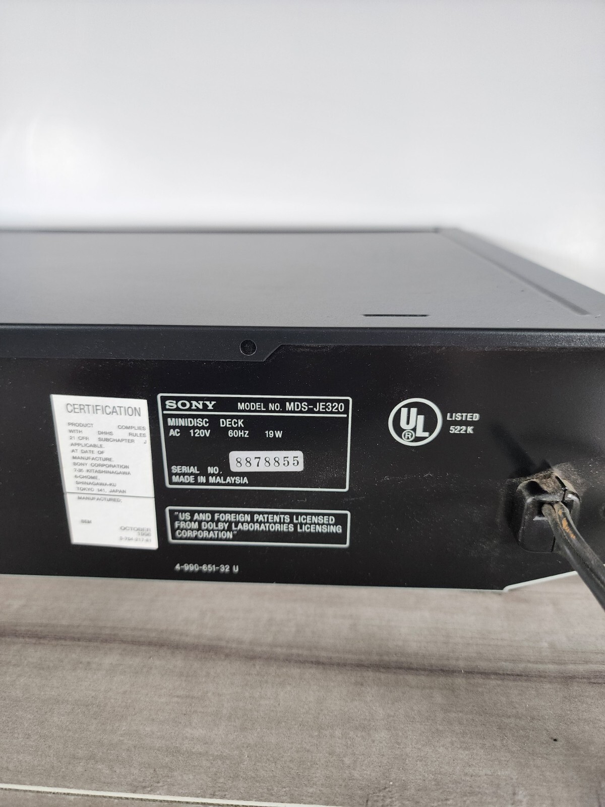 Sony MDSJE320 Mini Disc Deck Recorder MiniDisc Player NEEDS REPAIR eBay