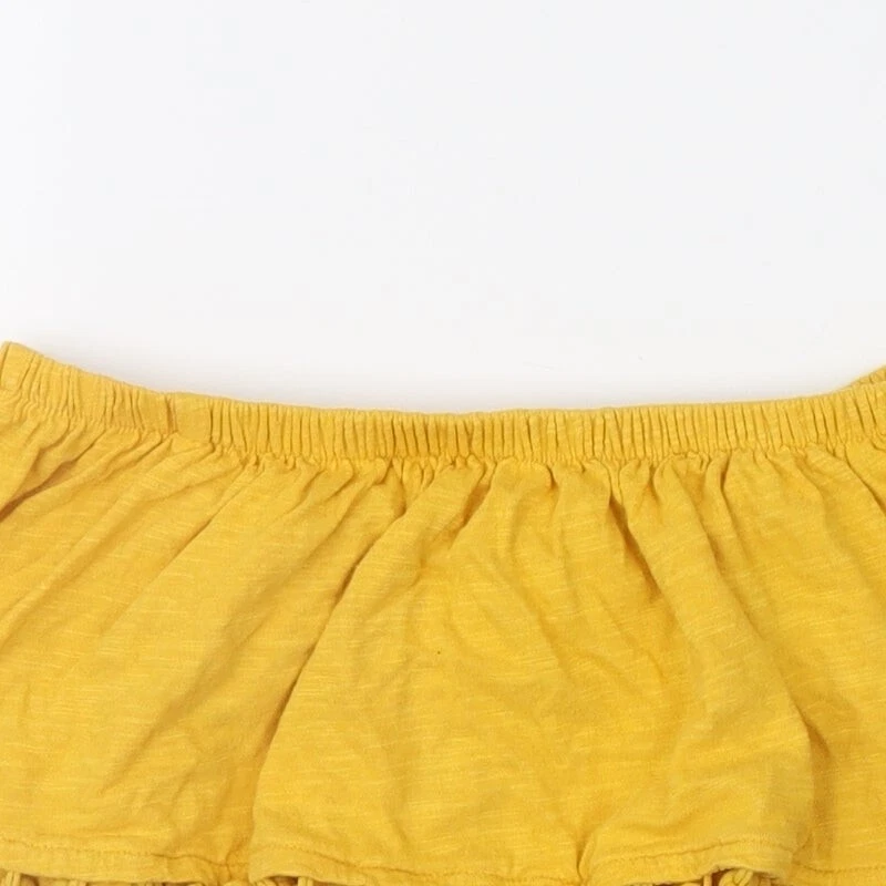 Primark Womens Orange Cotton Blend Cropped Blouse Size 8 - Image 4 of 4