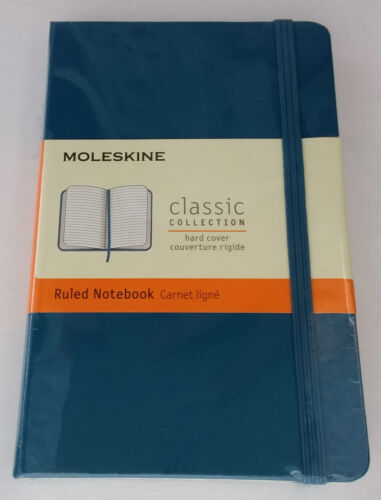 Moleskine, blaugrün, Taschenformat, 9x14 cm, Hardcover, liniertes Notizbuch - Neu - Bild 1 von 5