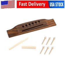 Acoustic Guitar Rosewood Bridge Saddle Pearl 6Pcs Pin for 6 String Guitar