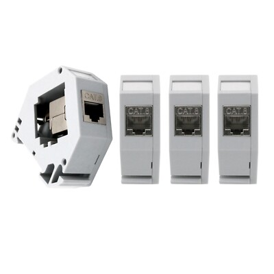4x Keystone CAT8.1 Hutschienenadapter RJ45 Buchse Modul Metall geschirmt Set