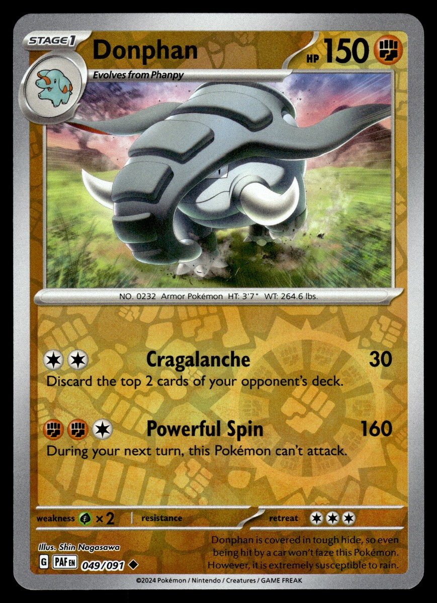 Donphan Reverse Holo NM 049/091 Paldean Fates Pokemon Card | eBay