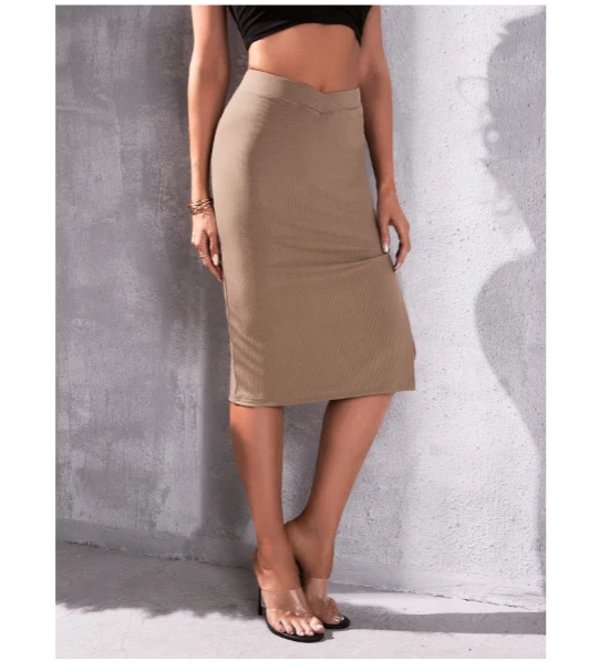 Beige skirt knee length cheap