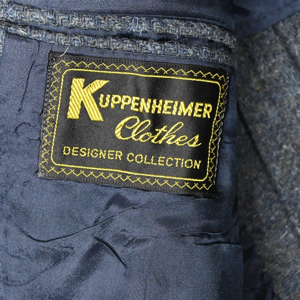 Vtg Kuppenheimer Bespoke 44R Blue Tweed Wool Mens Blazer Sport Coat Jacket - Image 3 of 4