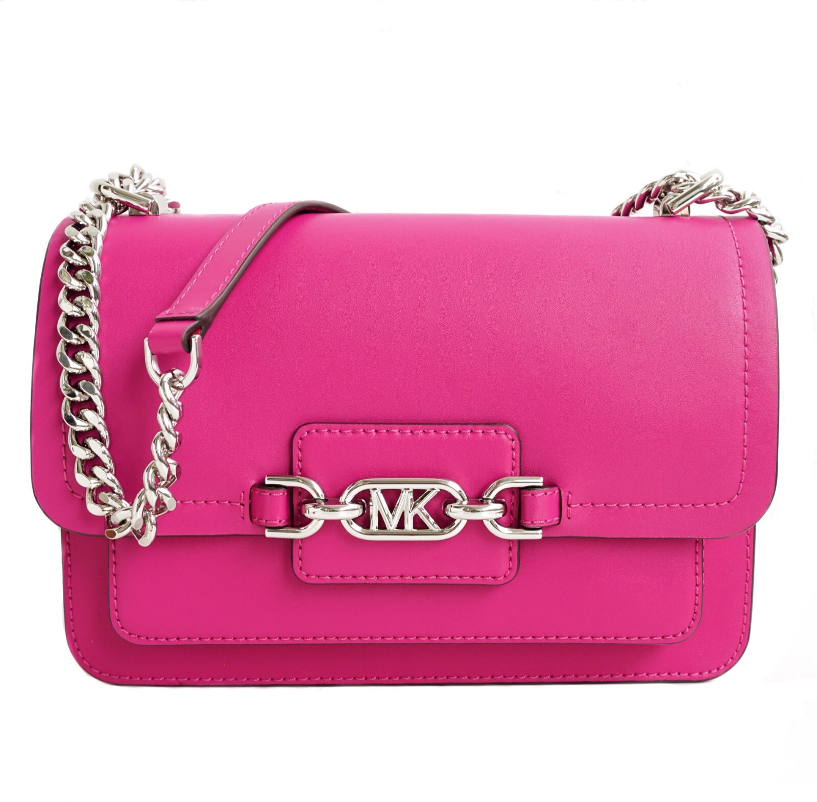 Bolso Michael Kors Heather Grande Con Abertura Bandolera Fucsia Profundo