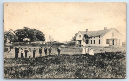 Postcard School Children Playing Musical Instruments in Field near Cemetery J114 - Picture 1 of 2