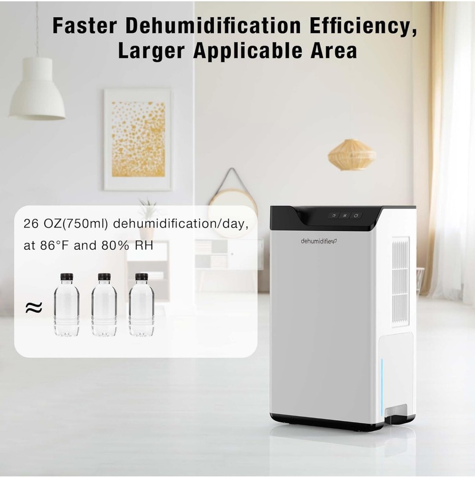Dehumidifier for Home with Drain Hose, 68OZ Water Tank, Dual