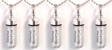 ENGRAVED Set of FIVE Brushed Silver "In Loving Memory" CREMATION URN NECKLACES