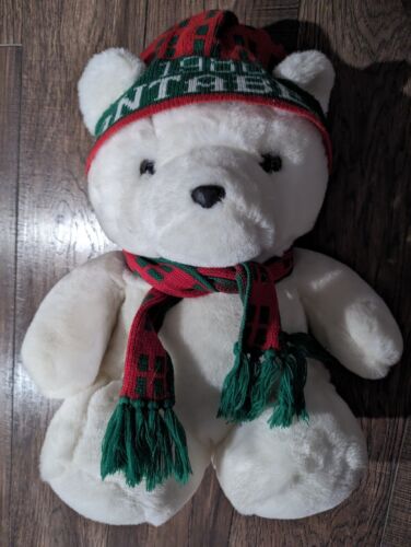 Vintage 1986 Dayton Hudson Santa Bear Plush Christmas White Bear 18” Collectible - Afbeelding 1 van 9