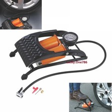 RAC Heavy Duty Double Barrel Foot Pump Cars Bikes, Van Camping Air Pump New- AZ