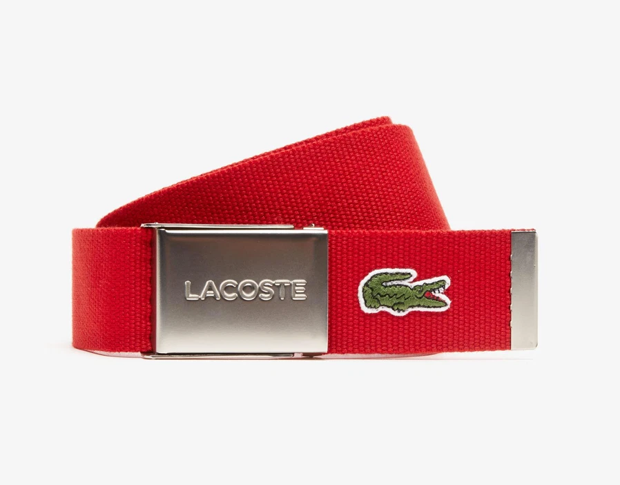 Lacoste Men's Engraved Buckle Leather Belt