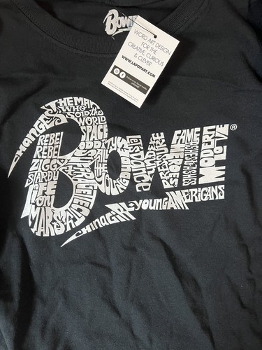 LA Pop Art Bowie David Bowie Drawn in Song Titles Long Sleeve Shirt Kid’s Large - Picture 6 of 7