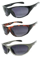 Inner Bifocal Vision Reading Sunglasses Glasses Smoke Lens Sport Wrap UV400