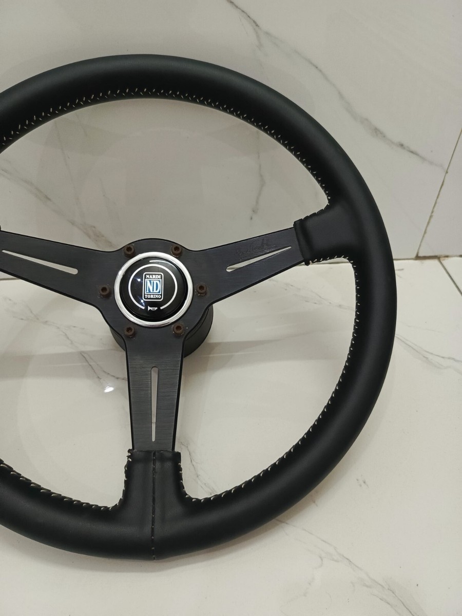 NARDI ITALY BLACK LEATHER 3 SPOKE STEERING WHEEL OLD SCHOOL | eBay