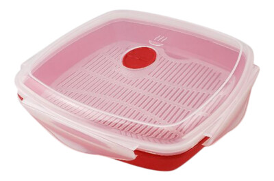 Microwave Steamer Grill with Vented Lid   BPA-Free   Cooks Meat, Fish, Veggies