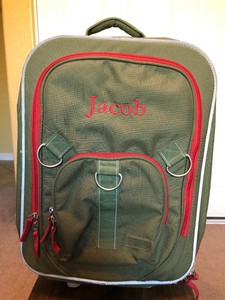 Pottery Barn Kids Rolling Luggage Suitcase Green Pre Owned 19 H X