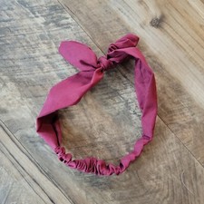 Elastic Headband Burgundy Red With Small Attached Bow For Women Size Small