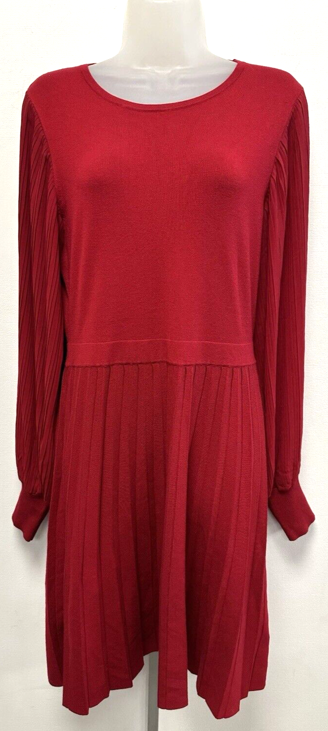 Phase Eight UK12 red Mikel knit jumper dress with pleated balloon sleeves BNWT