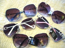 Sunglasses Ladies Women's Oversized Square-ish Chain Link Look Sunglasses DE140