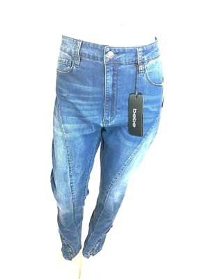 Bebe High Rise Skinny Jeans Sz 31 Med Wash Lace Up Ankle Detail Stretch Nwt Ebay