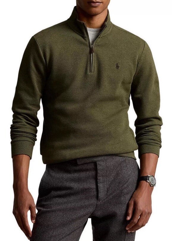 Polo Ralph Lauren maglione uomo blu medio pony 1 4 zip pullover felpa.