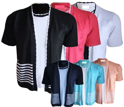 Ladies Twinset Striped Embroidered 