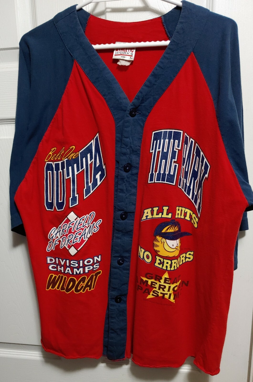 Vintage Garfield Baseball jersey style Tee Shirt Tsh… Gem