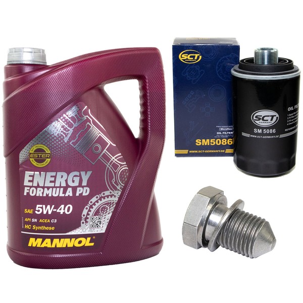 MotoröL ÖLfilter SM5086 Set 5W40 5 Liter + ÖLablassschraube FüR Seat Skoda VW-image