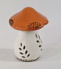 NEW LIGHTED 5.5" ORANGE MUSHROOM CERAMIC HOME TABLE DECOR SHIPS FREE